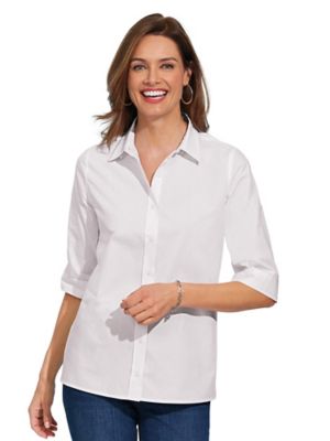 Women's 3/4-Sleeve Poplin Wonder Shirt ...